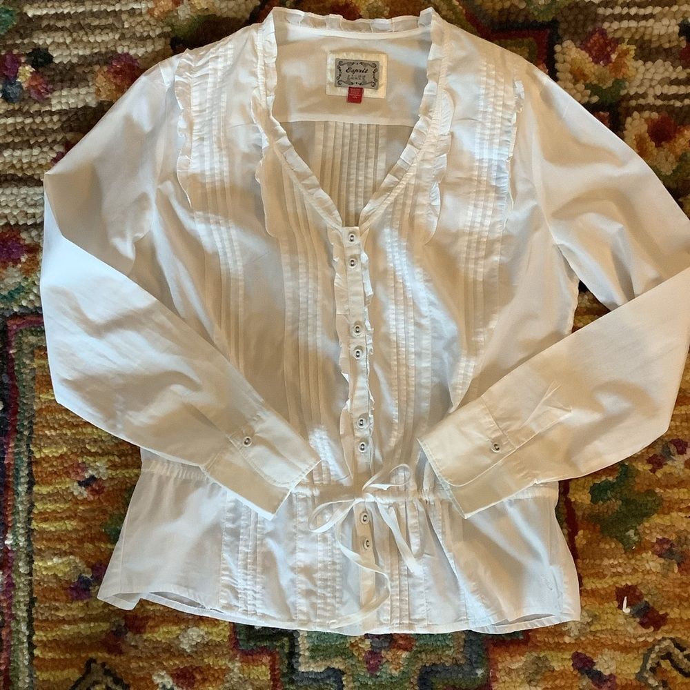 Esprit White Button Up Blouse Youth X-Large